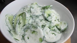 Omas Gurkensalat Rezept schnell und einfach selbst gemacht mit Joghurt Dill und Sahne Rezept [upl. by Nnylak477]