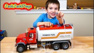 Fuel Truck Surprise Toy Unboxing  Bruder Trucks Pretend Play for Kids  JackJackPlays [upl. by Asha]