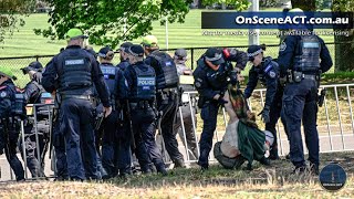 Several protesters arrested during the Kings visit in Canberra [upl. by Aurore]