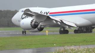 Cargolux 7478F take off in heavy rain [upl. by Odetta800]