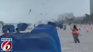 2 injured after waterspout comes ashore in Clearwater Beach [upl. by Attayek]