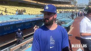 Dodgers Pregame Tony Gonsolin discusses rehab from Tommy John Surgery amp potential return this year [upl. by Lydell934]