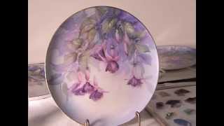 China Painting Tutorial  Fuchsias  Barbara Duncan [upl. by Amling]