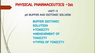 pH Buffer and Isotonic SolutionBuffered Isotonic SolutionPart3rdPHYSICAL PHARMACEUTICS [upl. by Brightman]