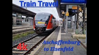 Train Tour Aschaffenburg to Elsenfeld 4k 8k River Fields Hills views after Leaving Aschaffenburg [upl. by Sirap]