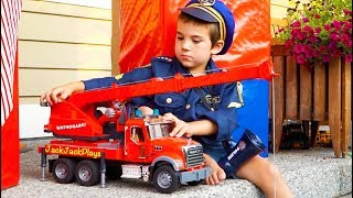 Toy Trucks Surprise Big Construction Crane Fire Truck and Garbage Vehicles  JackJackPlays [upl. by Koy]