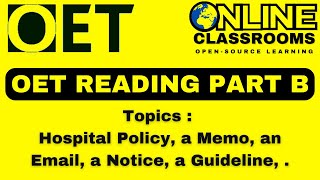 Oet reading part B practice test Oet online classroom [upl. by Kcerb224]