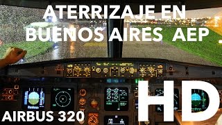 Aterrizaje en Aeroparque de noche y con lluvia HD tomado en la cabina [upl. by Dlopoel]