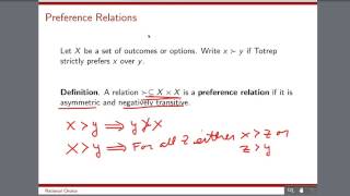 Rational Choice Lecture 1 Part 2 Preference Relations [upl. by Prochoras828]