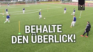 Fußballübung zur Handlungsschnelligkeit  der 360°GradBlick ÜBUNG [upl. by Ardnuyek]