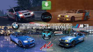 PACK BMW M3  E92  E36 TEAM SCHIRMER RGT MODS NampF MODDING  ASSETTO CORSA [upl. by Cull679]