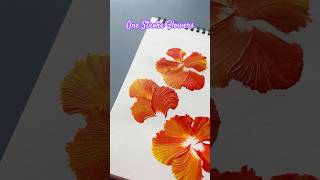 One stroke flowers painting 🧡🧡 flowerart painting flowerpainting shorts stroke flowers [upl. by Nade]