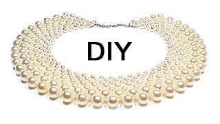 DIY Beaded collar ❤ How to make jewelry ENG [upl. by Newberry]