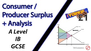 ConsumerProducer Surplus  Analysis  A Level IB and GCSE Economics [upl. by Eeltrebor]