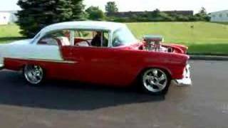 Blown 55 Chevy 4quot Spintech exhaust [upl. by Nosydam927]