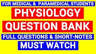 EXCRETORY SYSTEM  IMPORTANT QUESTIONS  PHYSIOLOGY QUESTION BANK [upl. by Ahsieyk]