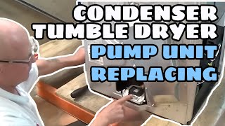 How to replace or service a condenser tumble dryer pump unit Whirlpool Bauknecht Laden Maytag [upl. by Lelith455]