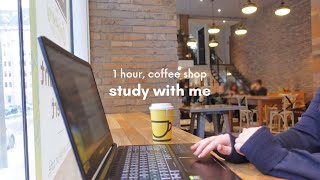 STUDY WITH ME CAFE  1 Hour realtime pomodoro coffee shop ambiance ☕ [upl. by Engleman]