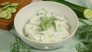 Gurkensalat mit Joghurt amp Dill  cremigfrisches Salatdressing [upl. by Ahsenrad]