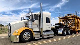 Kenworth T800  Moving a Huge Crane  Globe Lowboy Trailer  American Truck Simulator [upl. by Milde]