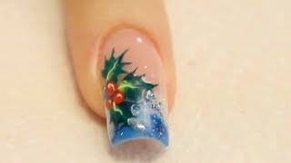 Ongle Acrylique Nail Art « Houx et Baies de Noël » Tutoriel par Naio Nails [upl. by Kellen]