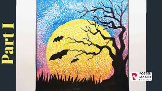 SILHOUETTE PAINTING  WATER COLOUR  POINTILLISM ART  DOT PAINTING PART I [upl. by Eskill]