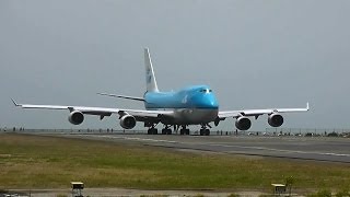 KLMs Boeing 747406 takeoff view from runway [upl. by Anema583]