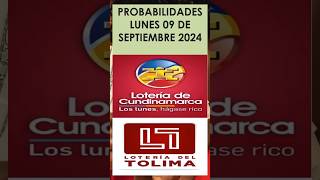 LOTERIA DE CUNDINAMARCA  TOLIMA PROBABILIDADES PARA HOY¡ LUNES 9 de septiembre de 2024 CHANCE [upl. by Shipman]