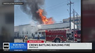 Large fire at Marysville ice plant facility knocks out power to part of the city [upl. by Luigi]