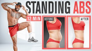 12 Min Standing Abs HIIT Workout  No Repeats No Equipment Home Workout [upl. by Ulita491]