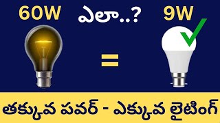 LED Vs Incandescent Bulbs  How LED Bulb Gives More Lighting In TeluguMaheshelectricks [upl. by Fried]