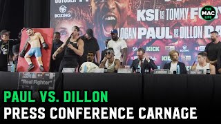 Logan Paul vs Dillon Danis amp KSI vs Tommy Fury  Carnage at Full Press Conference [upl. by Grof732]