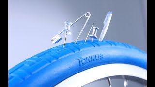 Puncture Proof Tires faceoff Tannus Mini Velo vs Schwalbe Marathon Plus [upl. by Aynna]