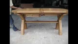 18  23  28m Double Butterfly Extending Country Oak X Leg Oval Ended Table  Top Furniture [upl. by Lipinski60]