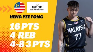 Fiba Asia Cup 2025 PreQualifiers  HENG YEE TONG 16PTS 4 REB 4 3PTS Full Highlights vs HONG KONG [upl. by Ardnoet]