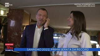 In collegamento da Sanremo Amadeus con la moglie Giovanna Civitillo  La vita in diretta 02022022 [upl. by Tai]