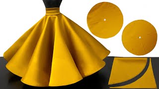 DOUBLE CIRCLE SKIRT ⭐️ Umbrella skirt cutting and stitching in VERY EASY way [upl. by Affra]