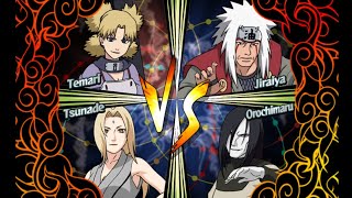 Temari VS Jiraiya Tsunade amp Orochimaru  Naruto Clash of Ninja Revolution 2 [upl. by Aihsenat]