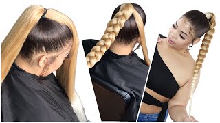 Less than 10mins Braided Ponytail With Braiding Hair [upl. by Alfons31]