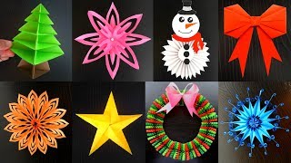 8 DECORACIONES NAVIDEÑAS DE PAPEL PARA HACER EN 5 MINUTOS ideas de decoracion [upl. by Eilsel]