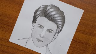 A Beautiful Boy Face drawing  How to draw a boy  Step by step pencil sketch for beginners [upl. by Lucilla62]