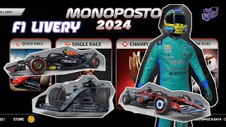 F1 LIVERYS FOR MONOPOSTO 2024 AND HOW TO CHANGE IT [upl. by Leahcim]