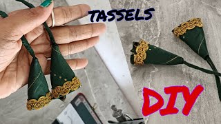 How make tassels at home Blouse Dori Hangings making febric Latkan banane ka perfect tarika [upl. by Pincas534]