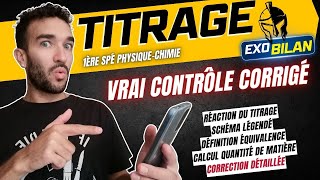 1ERE SPÉ PHYSIQUE CHIMIE TITRAGE  VRAI EXO DE CONTROLE CORRIGÉ 🎯 LE LUGOL ANTISEPTIQUE 🔥🔥 [upl. by Miehar]