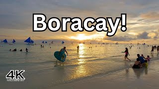 Boracay Island Philippines  Sunset Walk Along the Beach  4K [upl. by Deach]