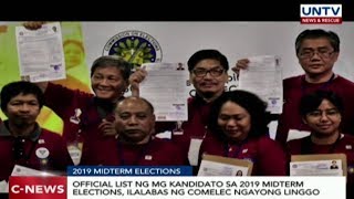 Official list ng mg kandidato sa 2019 midterm elections ilalabas ng Comelec ngayong linggo [upl. by Alexei]