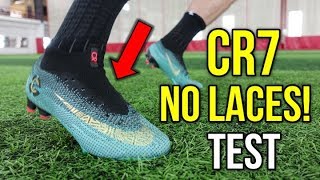 CR7 BOOTS WITH NO LACES  TESTING THE NIKE MERCURIAL SUPERFLY 6 LACELESS [upl. by Marney]