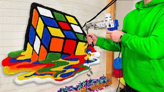 ASMR Rug Tufting  Rubiks Cube Rug Start To Finish [upl. by Atnovart476]