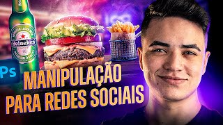 Criando MANIPULAÇÃO DE IMAGENS para rede social 4  Hamburguer  Photoshop 2022 [upl. by Ecnarrat]