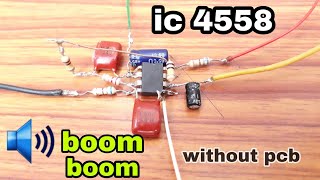 How to make bass boosted circuit ic 4558 for subwoofer [upl. by Nerat]